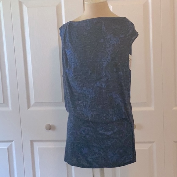 Helmet Lang Sleeveless Low Draped Back Shirt-Black & Blue- L- NWT - Picture 1 of 10